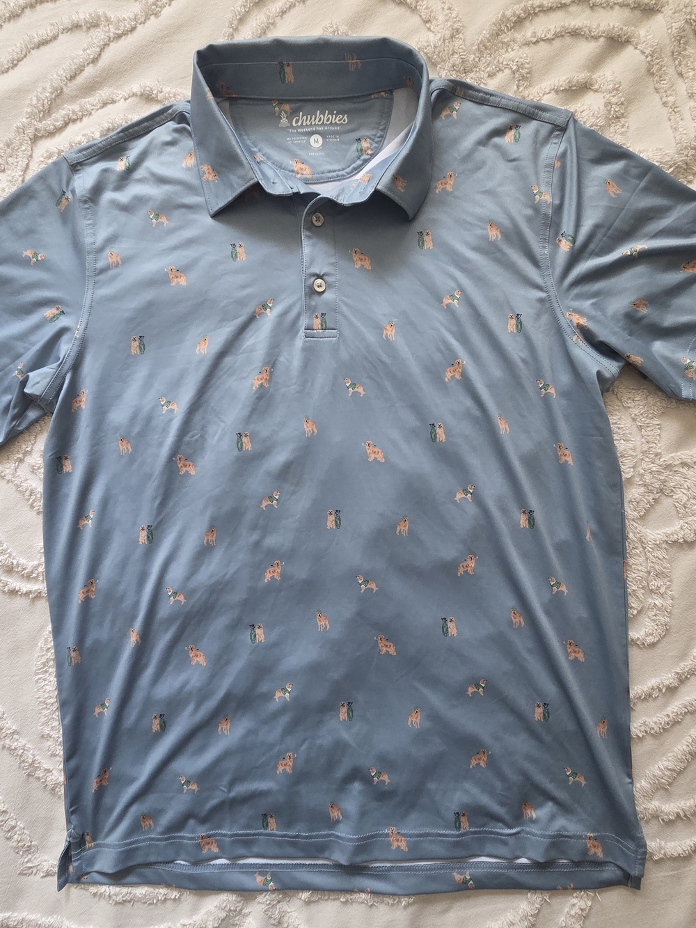 Chubbies Men's Blue Polo Shirt with Dog Print